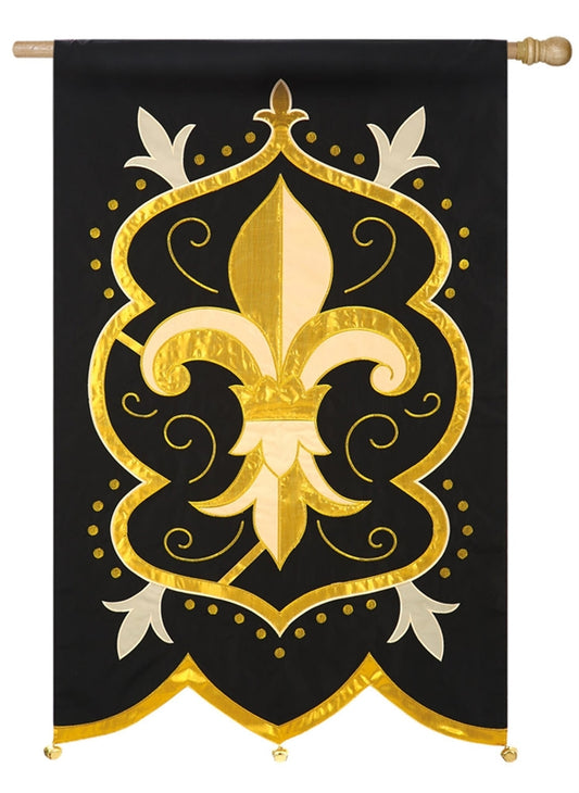 Fleur de Lis Applique Seasonal House Flag; Polyester