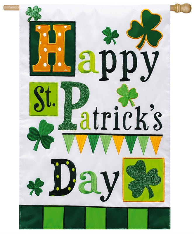 "St.Patricks Day Medley" Applique Seasonal House Flag; Polyester