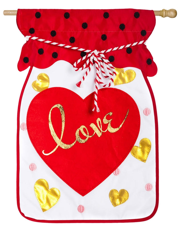 Jar of Love Applique Seasonal House Flag; Polyester