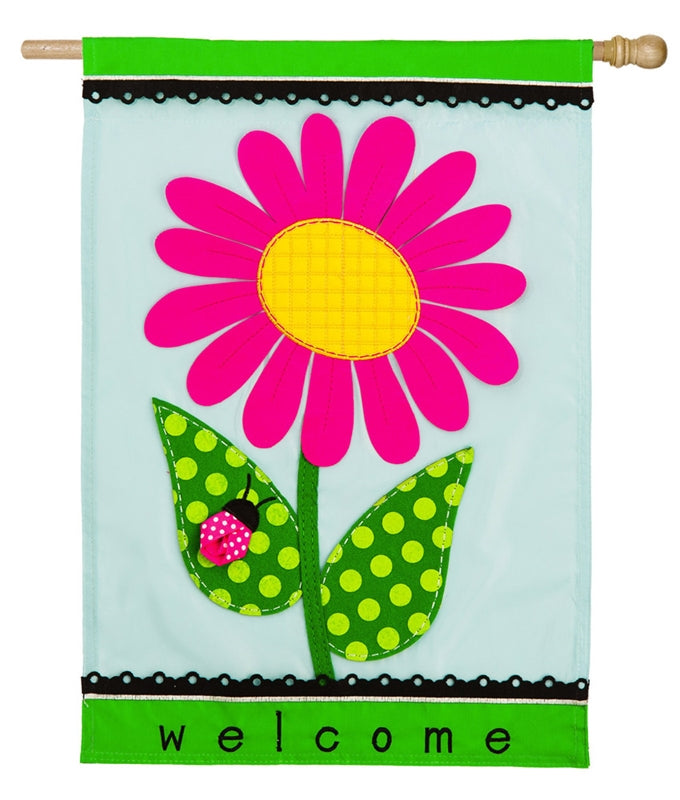 Welcome Daisy Applique Seasonal House Flag; Polyester