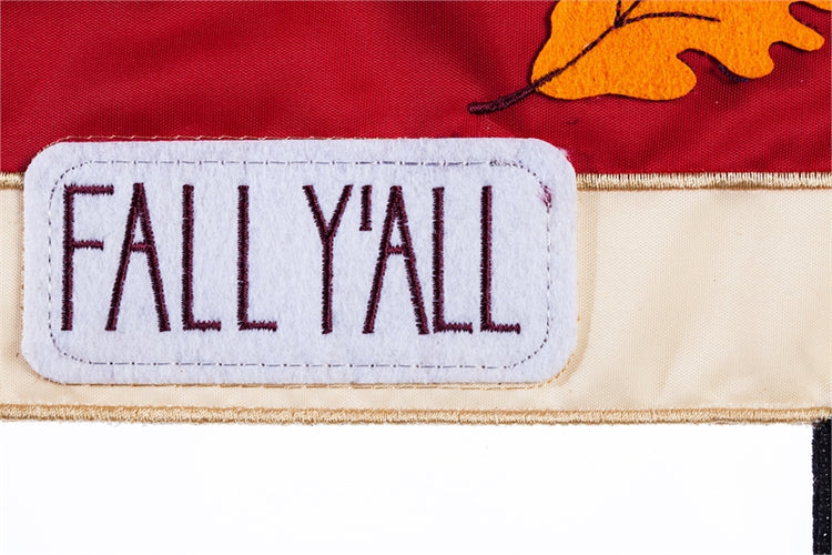Fall Yall Pickup Truck Applique Seasonal House Flag; Polyester