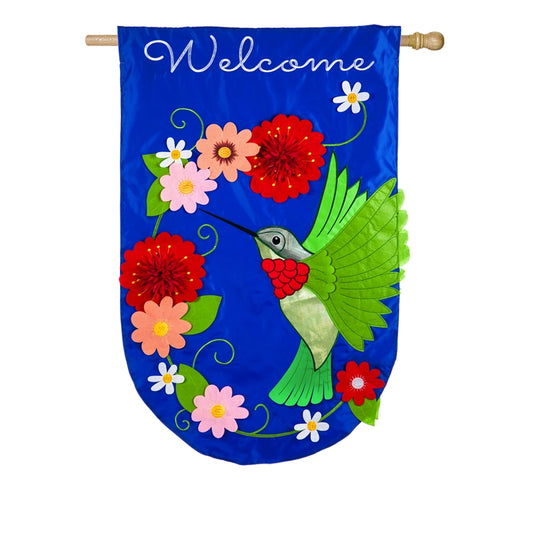 Hummingbird Welcome House Flag