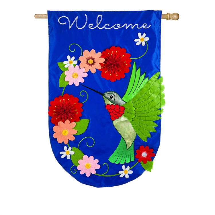 Hummingbird Welcome House Flag