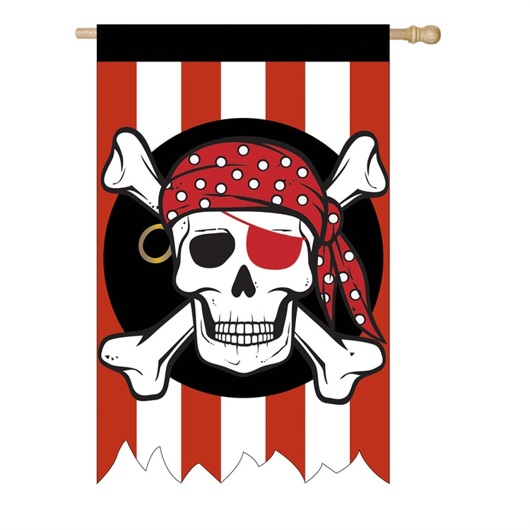 "Tattered Pirate" Applique Seasonal House Flag; Polyester