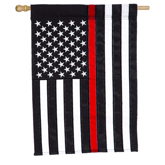 "Thin Red Line" Applique Seasonal House Flag; Polyester