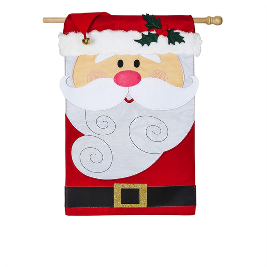 "Santa Claus" Applique Seasonal House Flag; Polyester