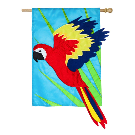 "Parrot" Applique Seasonal House Flag; Polyester