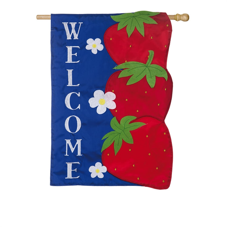 Stacked Strawberries Welcome House Flag