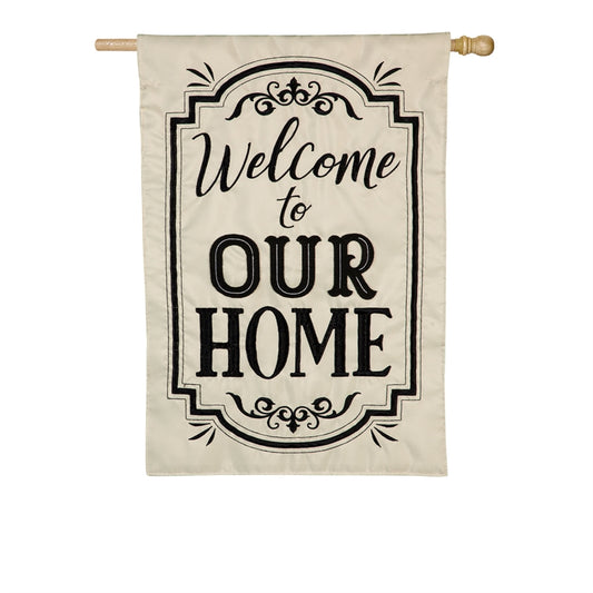 Welcome to Our Home Applique House Flag; Polyester