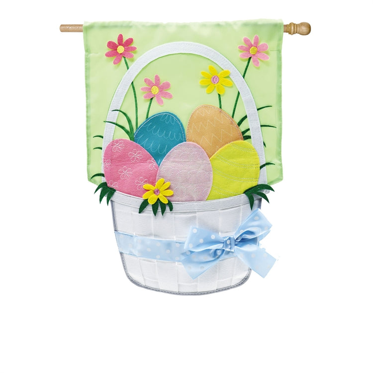 Easter Basket Applique Seasonal House Flag; Polyester
