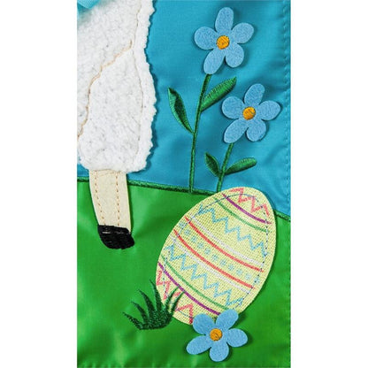 Easter Lamb Applique House Flag; Polyester