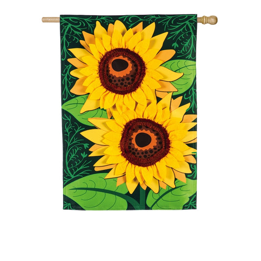 "Sunflower Garden" Applique Seasonal Banner; Polyester