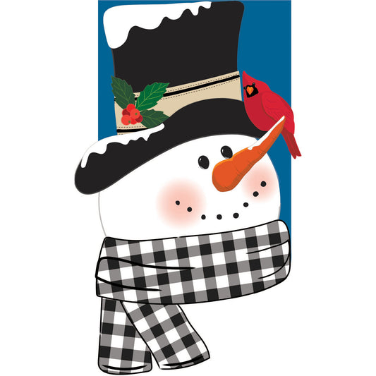 Snowman & Friend Applique House Flag; Polyester 28"x44"