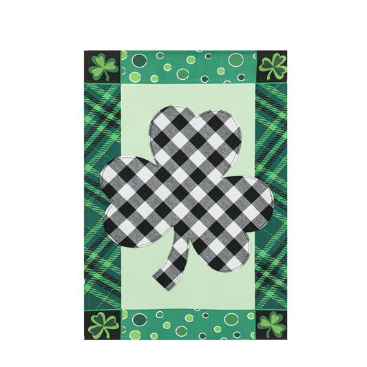 Shamrock Patterned Border Applique House Flag; Polyester 28"x44"