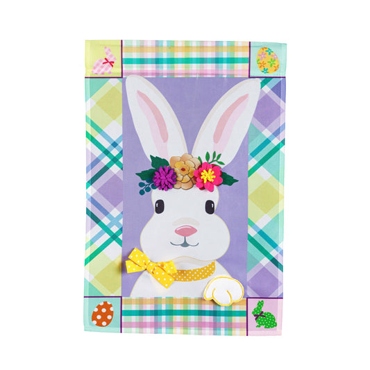 Bunny Patterned Border Applique House Flag; Polyester 28"x44"