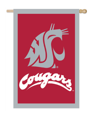 Washington State University Cougars Applique House Flag; Polyester
