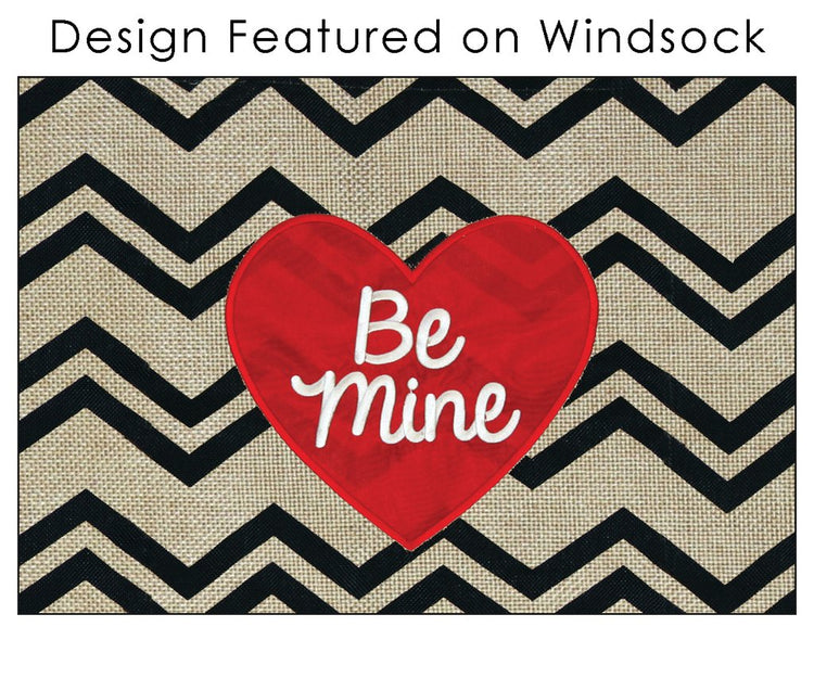 Be Mine Valentine Heart" Windsock; Burlap