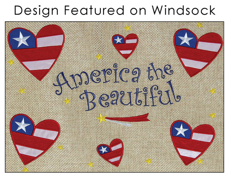 America the Beautiful Windsock; Burlap