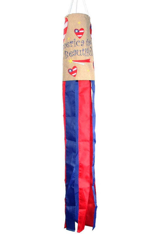 America the Beautiful Windsock; Burlap