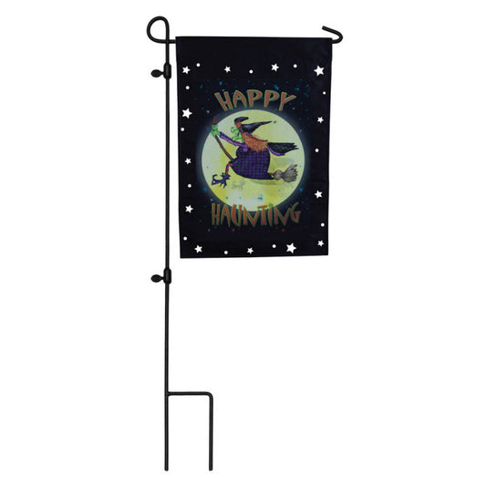 "Halloween Witch Ride" Printed Seasonal Garden Flag; Polyester