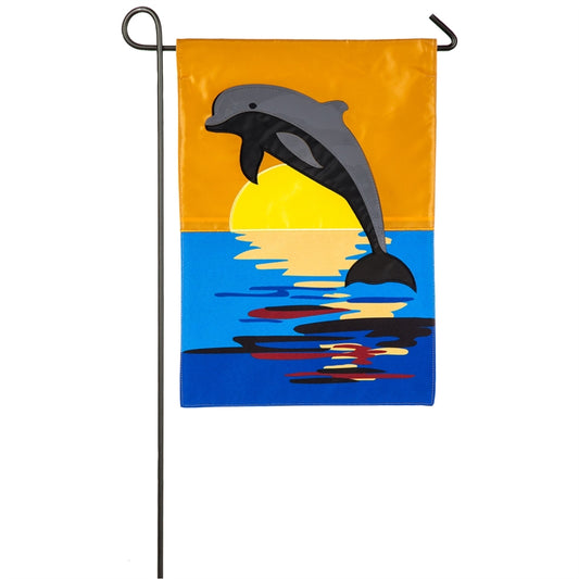 Welcome Dolphin Sunset Garden Flag