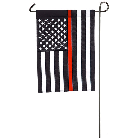 "Thin Red Line" Applique Seasonal Garden Flag; Polyester