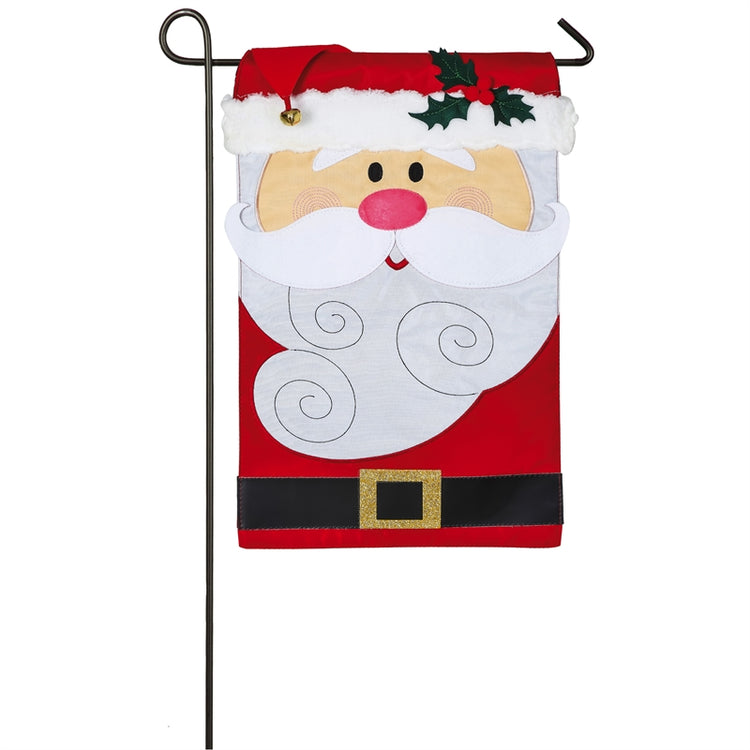 "Santa Claus" Applique Seasonal Garden Flag; Polyester
