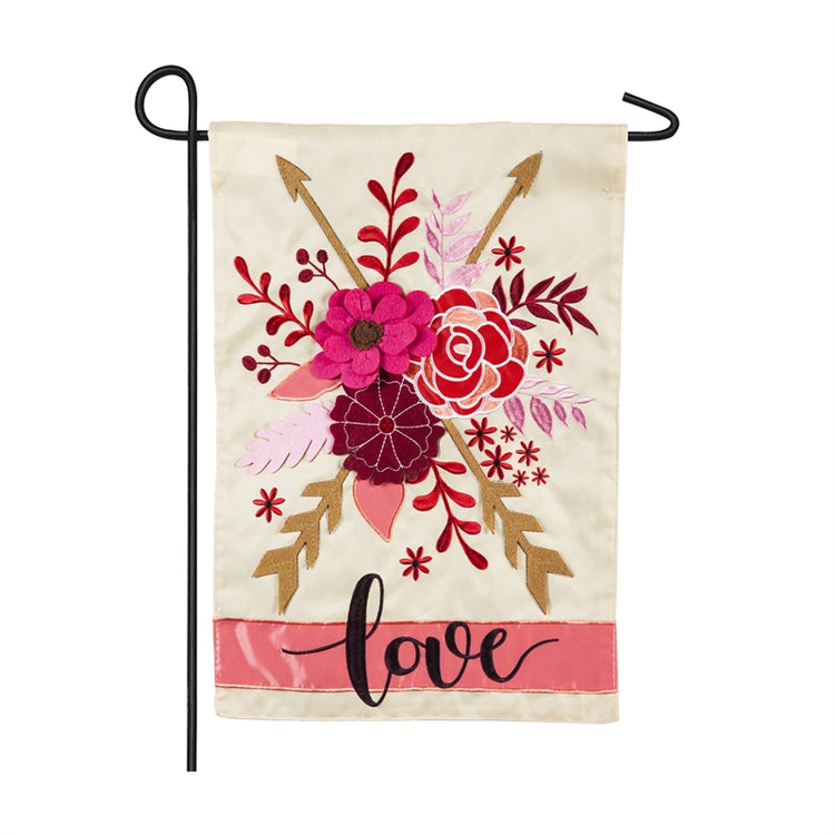 Valentines Love Applique Seasonal Garden Flag; Polyester