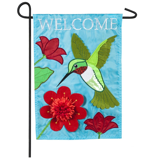 Hummingbird Welcome Garden Flag