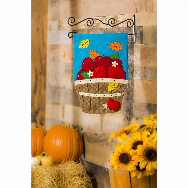 Apple Basket Applique Seasonal Garden Flag; Polyester