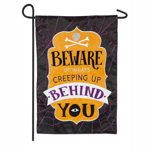 Beware Applique Seasonal Garden Flag; Polyester