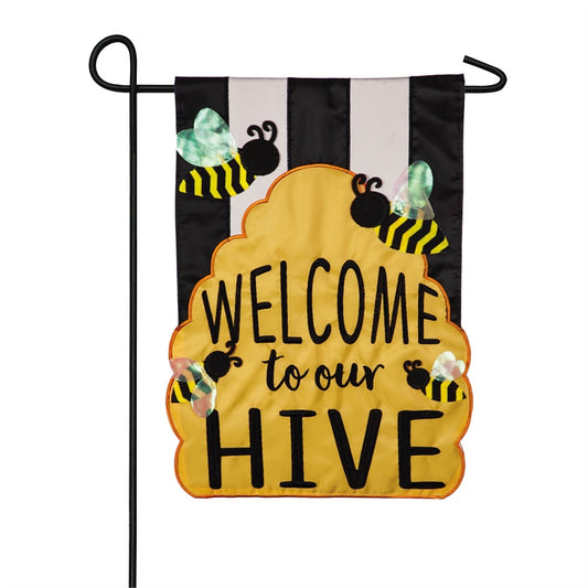 Welcome to Our Hive Garden Flag