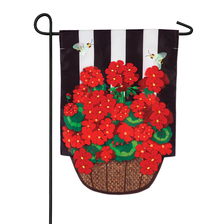 Geranium Basket Stripe Garden Flag