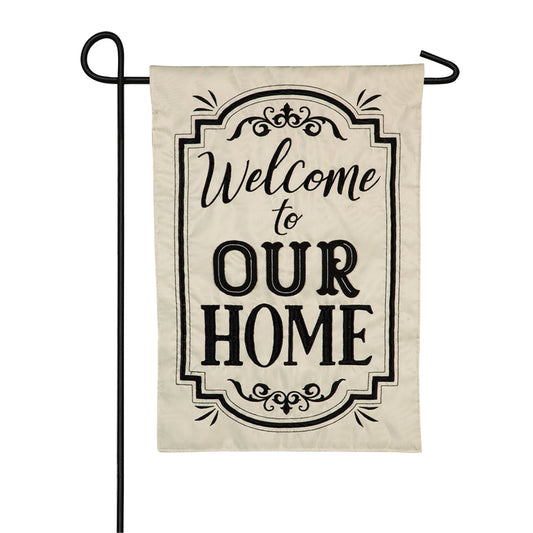 "Welcome to Our Home" Applique Seasonal Garden Flag; Polyester