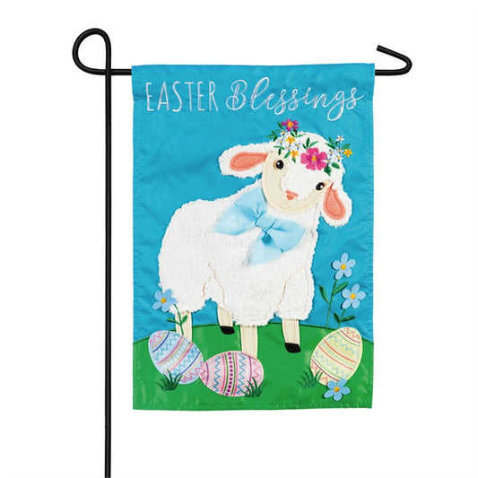 Easter Lamb Applique Garden Flag; Polyester