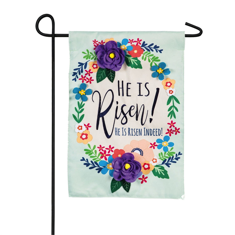 "He Is Risen Floral" Seasonal Garden Flag; Polyester