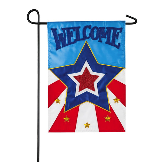 Patriotic Star Welcome Garden Flag