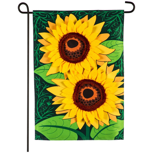 "Sunflower" Applique Seasonal Garden Flag; Polyester