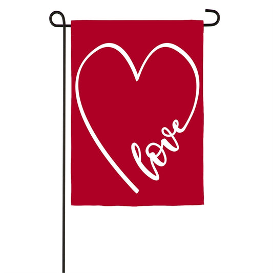 Velvet Love Heart Applique Garden Flag; Polyester 12.5"x18"