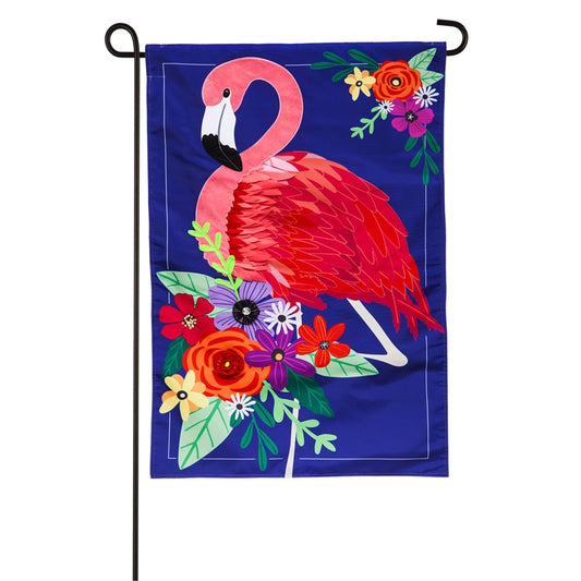 Floral Flamingo Garden Flag