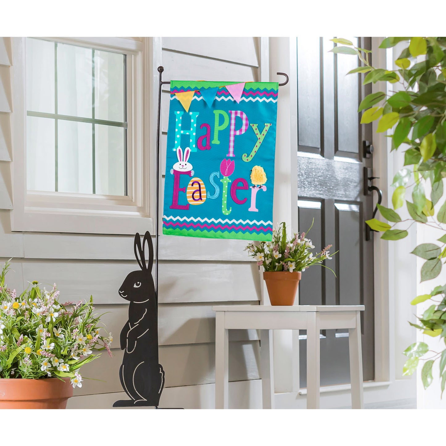 Happy Easter Applique Garden Flag; Polyester 12.5"x18"