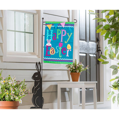 Happy Easter Applique Garden Flag; Polyester 12.5"x18"