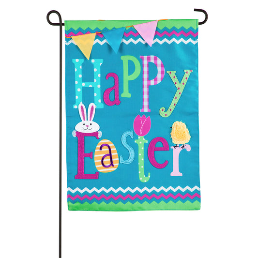 Happy Easter Applique Garden Flag; Polyester 12.5"x18"