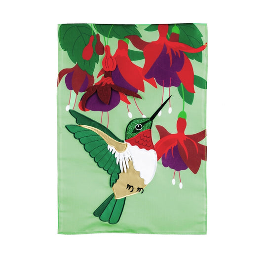 Hummingbird and Fuchsia Seasonal Garden Flag