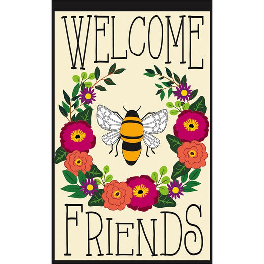 Bee Welcome Applique Garden Flag; Polyester 12.5"x18"