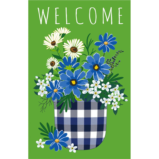 Plaid Flower Pot Garden Flag