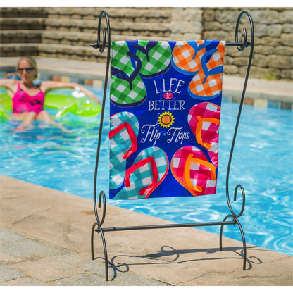 Plaid Flip Flops Garden Flag