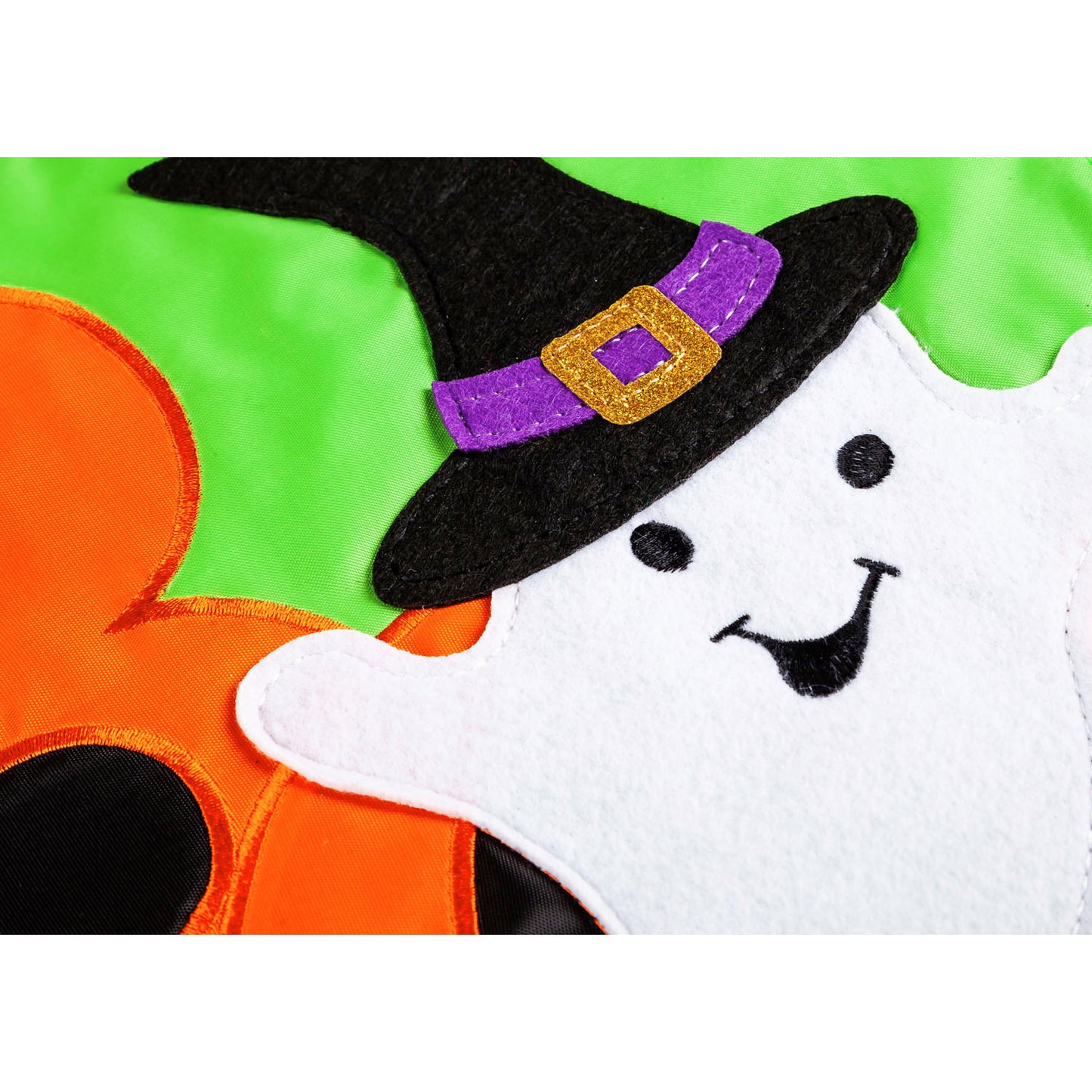 BOO Ghosts Applique Garden Flag; Polyester 12.5"x18"