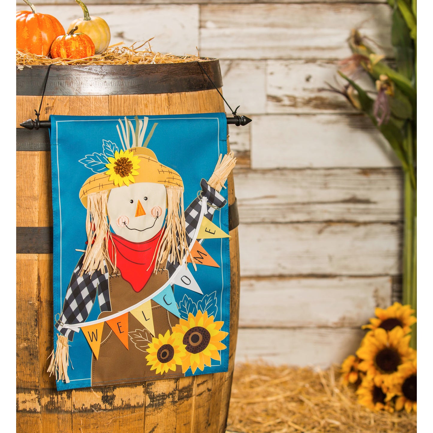 Fall Scarecrow Welcome Garden Flag