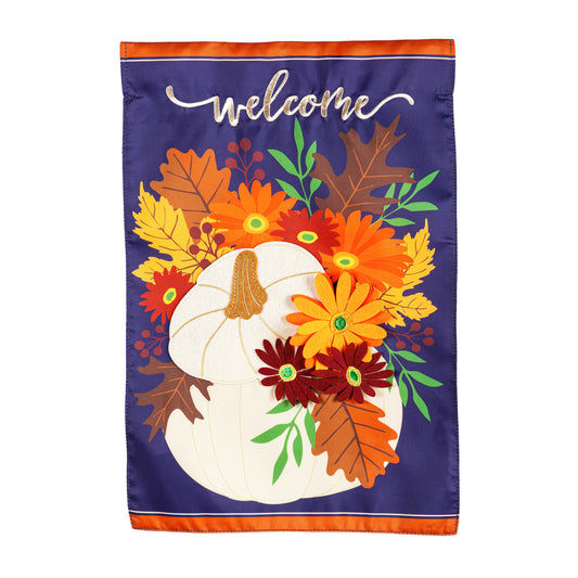 Fall Foliage Applique Garden Flag; Polyester 12.5"x18"